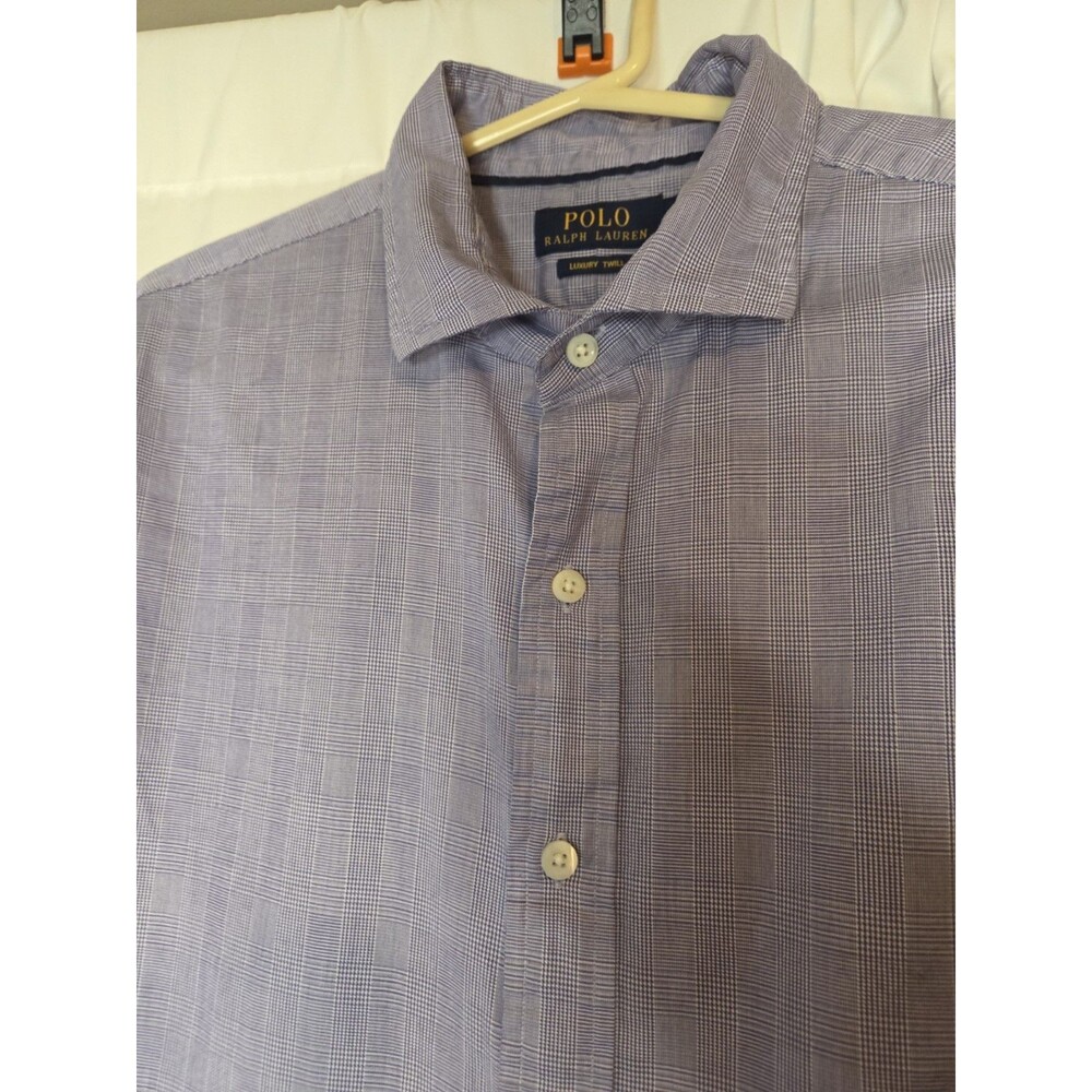 Polo Ralph Lauren Mens XL Purple Check Button Down Shirt Long Sleeve Cotton - Picture 4 of 7